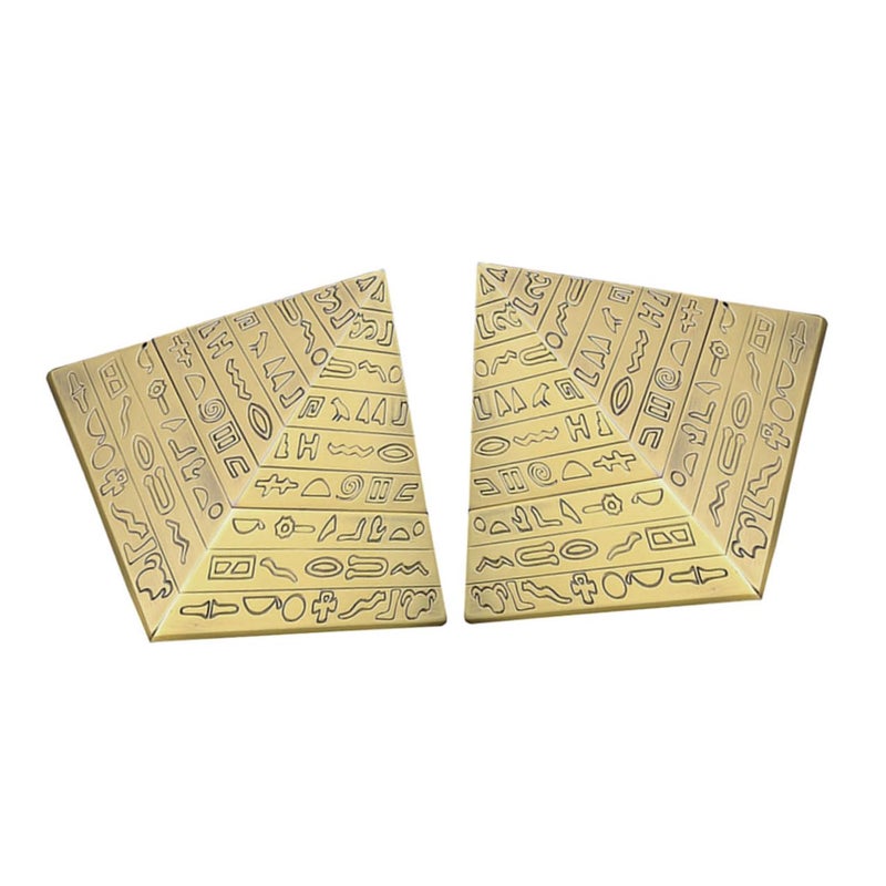 Vintage Egyptian Pyramid Ashtrays Set Of 2 With Lid Metal Windproof For Home Office Patio Desktop - Image 2