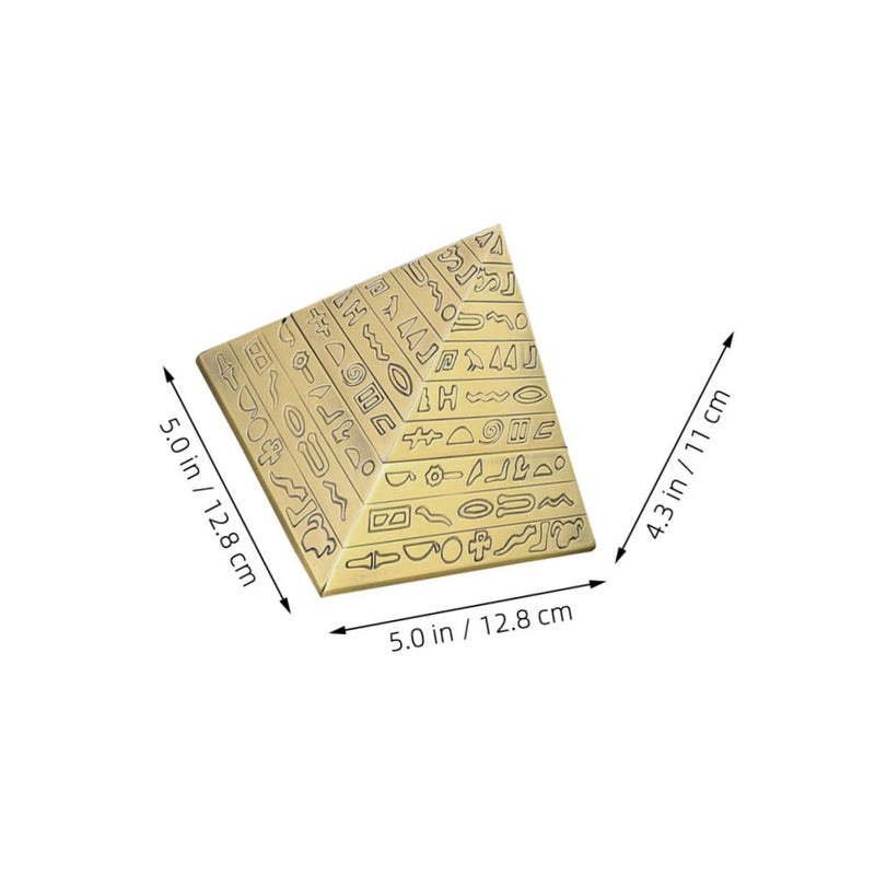 Vintage Egyptian Pyramid Ashtrays Set Of 2 With Lid Metal Windproof For Home Office Patio Desktop - Image 3