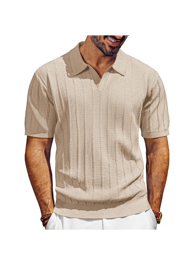 NIBEMINENT سويت شيرت رجالي غير رسمي بتصميم شبكي مع ياقة مثقوبة، قابل للتنفس، على شكل V، فضفاض، أساسي للشباب - Image 1