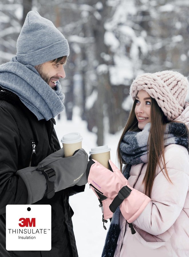 Supertrip Ski Mittens Men Women, Waterproof Snowboard Mittens Gloves Touch-Screen Anti-Slip Snow Mitts 3M Thinsulate, Warm Insulated in Cold Weather Winter (Pink, Small) - Image 5