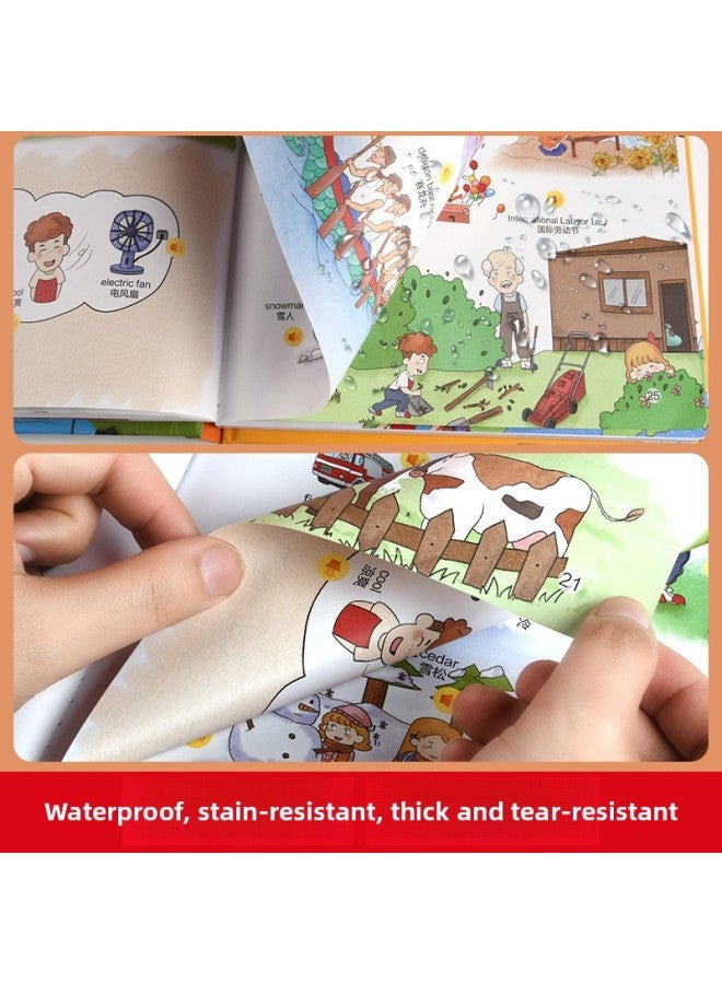 English Words Fingers Read Big Books Children's Early Education Puzzle 3-8 Years Old Chinese-English Bilingual Reading Pronunciation Books-Color:Round-eared Bear Rhythm Enlightenment Hat Weng's Voice Book  - Image 5