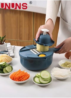 UNUNS 12 In 1 Vegetable Cutter,Leachable Vegetable Chopper With 6 Blades,Drain Basket ,Multipurpose Julienne Grater With Hand Guard For Ginger,Potatoes,Carrots  - Image 1
