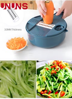 UNUNS 12 In 1 Vegetable Cutter,Leachable Vegetable Chopper With 6 Blades,Drain Basket ,Multipurpose Julienne Grater With Hand Guard For Ginger,Potatoes,Carrots  - Image 4