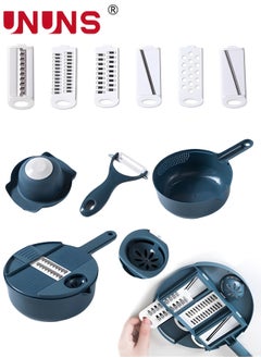 UNUNS 12 In 1 Vegetable Cutter,Leachable Vegetable Chopper With 6 Blades,Drain Basket ,Multipurpose Julienne Grater With Hand Guard For Ginger,Potatoes,Carrots  - Image 2