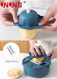 UNUNS 12 In 1 Vegetable Cutter,Leachable Vegetable Chopper With 6 Blades,Drain Basket ,Multipurpose Julienne Grater With Hand Guard For Ginger,Potatoes,Carrots  - Image 3