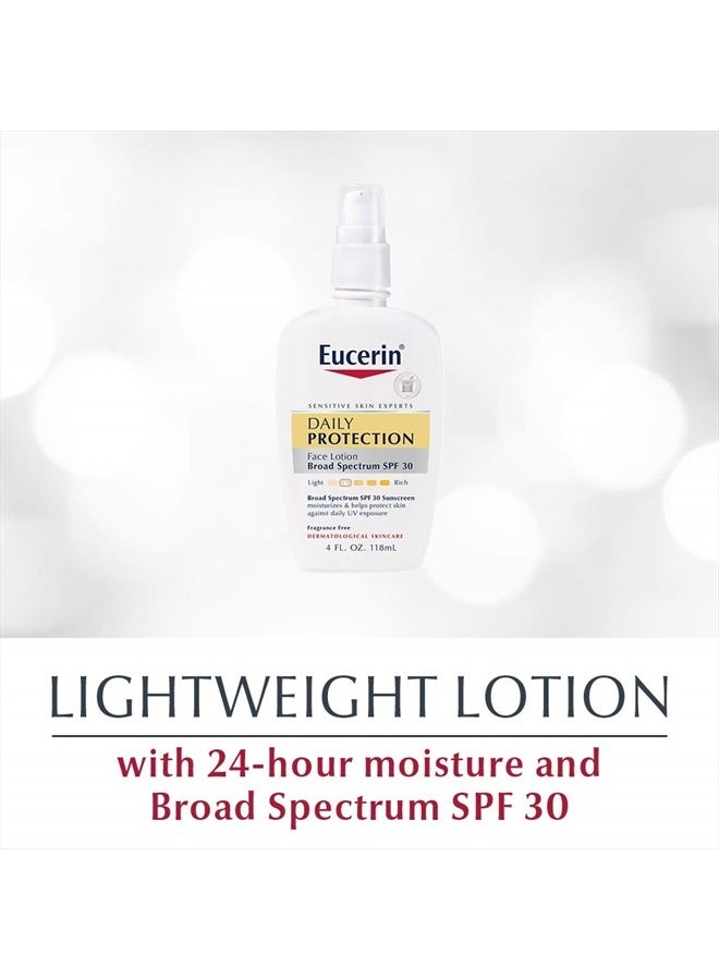 Eucerin Daily Protection Face Lotion - Broad Spectrum SPF 30 - Moisturizes and Protects Sensitive, Dry Skin - 4 fl. oz. Pump Bottle - Image 2