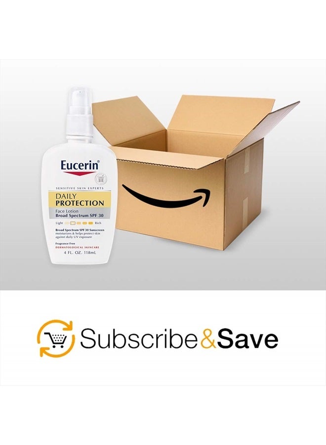 Eucerin Daily Protection Face Lotion - Broad Spectrum SPF 30 - Moisturizes and Protects Sensitive, Dry Skin - 4 fl. oz. Pump Bottle - Image 4