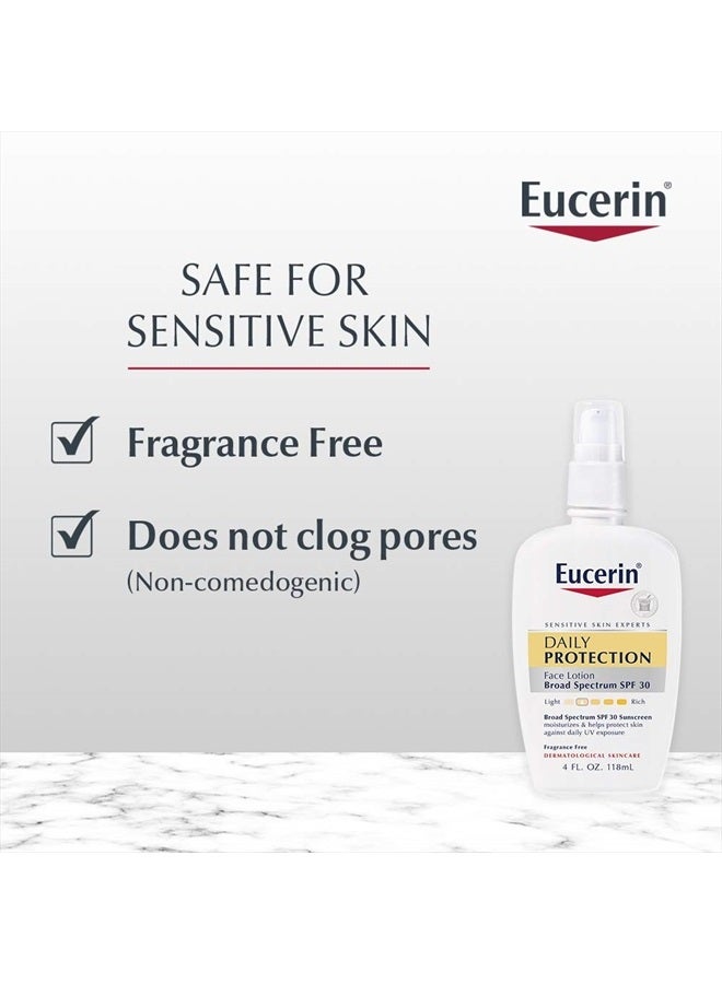 Eucerin Daily Protection Face Lotion - Broad Spectrum SPF 30 - Moisturizes and Protects Sensitive, Dry Skin - 4 fl. oz. Pump Bottle - Image 3