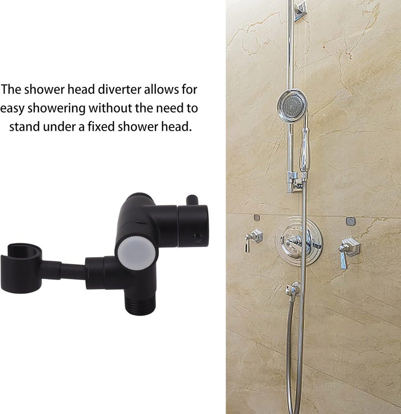 Water Splitter for Shower and Hose, Copper Shower Diverter with Two Water Outputs, for Hand Held Showerhead and Fixed Spray (108 Black) - Image 3