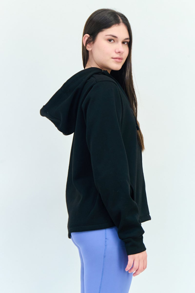 BSP Women Sportswear Fit Outdoor Hooded Sweatshirt, Black  - Image 2