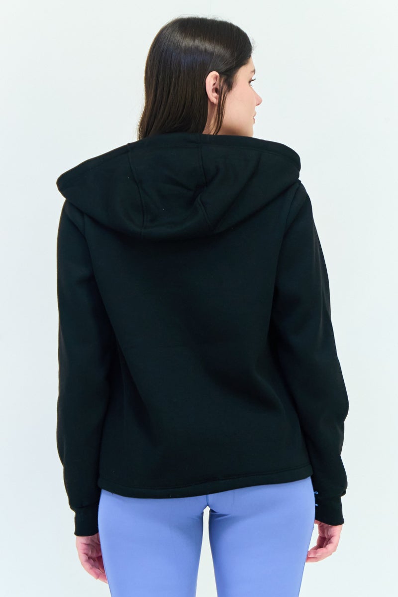 BSP Women Sportswear Fit Outdoor Hooded Sweatshirt, Black  - Image 3