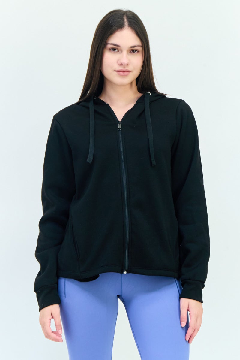 BSP Women Sportswear Fit Outdoor Hooded Sweatshirt, Black  - Image 1
