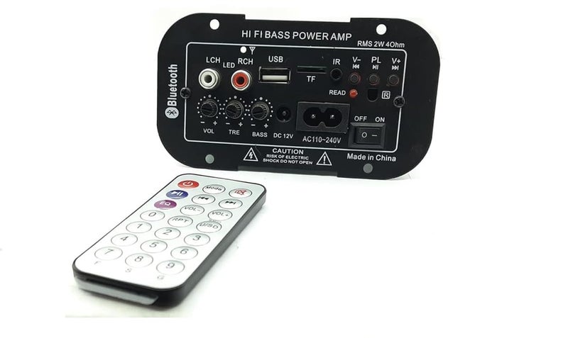 مضخم صوت رقمي صغير، مضخم صوت ستيريو مع تقنية البلوتوث 2.1، مضخم صوت بمنفذ USB/TF مع ريموت كنترول، 220 فولت - Image 1