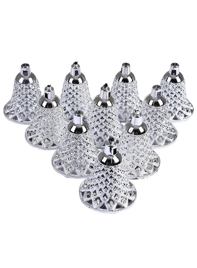 Improvhome 2.5inches Long Plastic Jali Bells for Festival, Home Decoration (Silver, Pack of 12) - Image 1