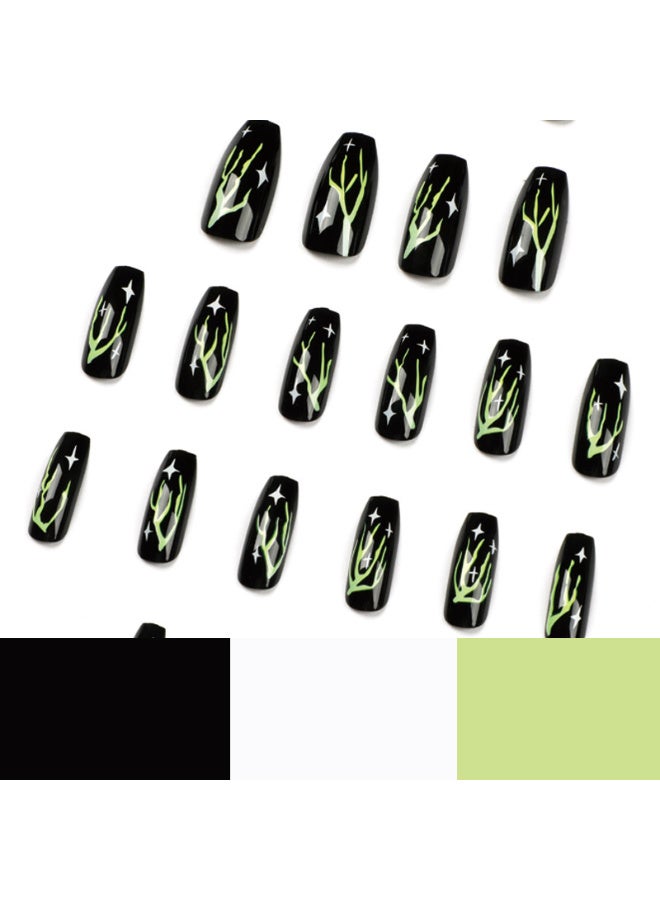 منتج جديد! البرق الأخضر أضغاط على الأظافر مندفع القاعدة السوداء الأظافر المزيفة أسلوب جريء للحزب و ديلي غلام - Image 3