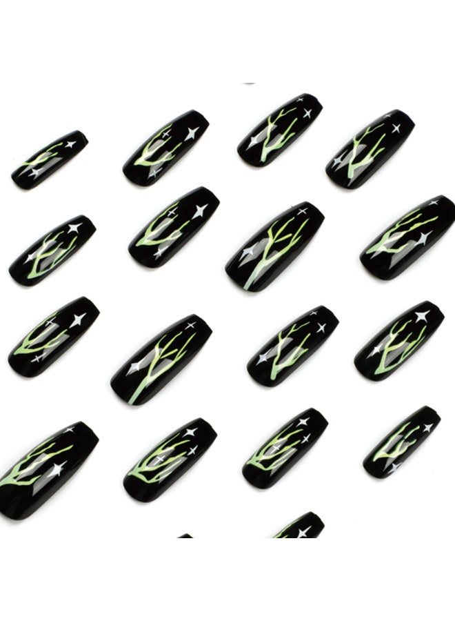 منتج جديد! البرق الأخضر أضغاط على الأظافر مندفع القاعدة السوداء الأظافر المزيفة أسلوب جريء للحزب و ديلي غلام - Image 1