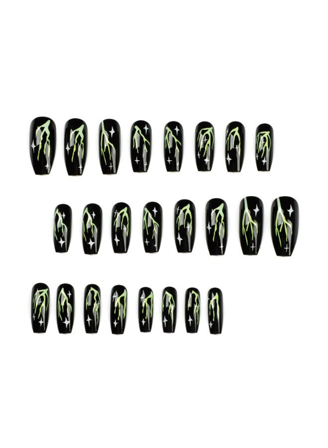 منتج جديد! البرق الأخضر أضغاط على الأظافر مندفع القاعدة السوداء الأظافر المزيفة أسلوب جريء للحزب و ديلي غلام - Image 5