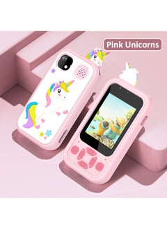 Cartoon Unicorn H07 Children's Mobile Phone Camera Flashlight Game Alarm Clock Multi-function Toy-Color:Pink Unicorn (button Version) Does Not Come With Card