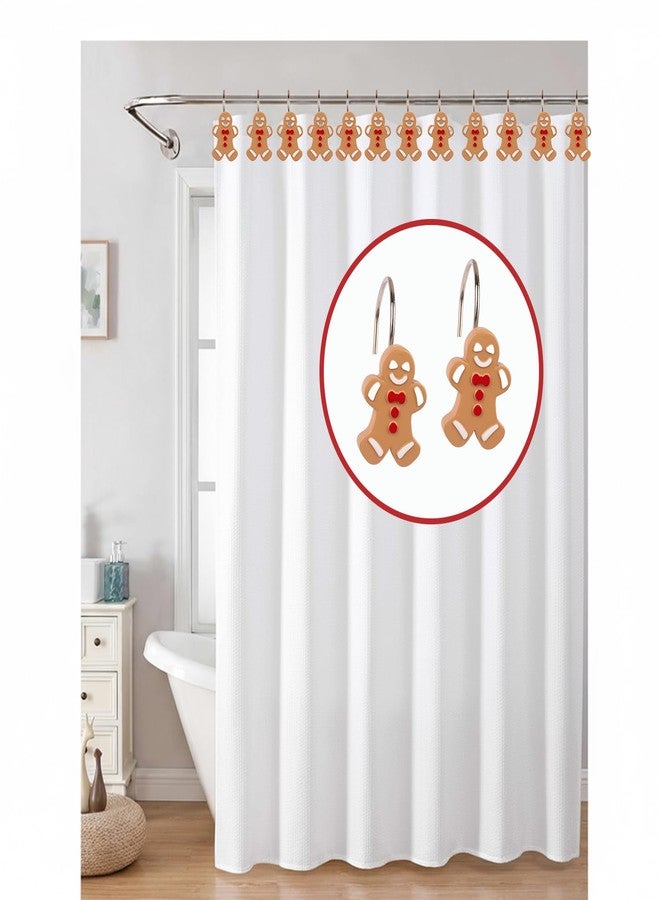 ZCHOMI 12PCS Christmas Gingerbread Shower Curtain Hooks, Cute Xmas Cookie Man Winter Holiday Decorative Bath Curtain Hooks, Metal Rustproof Shower Curtain Rings for Xmas Bathroom Décor - Image 4