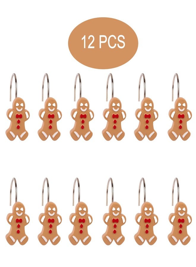 ZCHOMI 12PCS Christmas Gingerbread Shower Curtain Hooks, Cute Xmas Cookie Man Winter Holiday Decorative Bath Curtain Hooks, Metal Rustproof Shower Curtain Rings for Xmas Bathroom Décor - Image 5