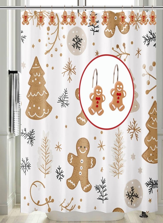 ZCHOMI 12PCS Christmas Gingerbread Shower Curtain Hooks, Cute Xmas Cookie Man Winter Holiday Decorative Bath Curtain Hooks, Metal Rustproof Shower Curtain Rings for Xmas Bathroom Décor - Image 3