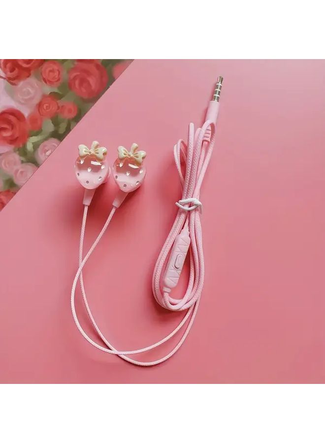 Cute DIY Cartoon Jewelry Pink Wired Headset with Microphone for Phone Music Calling - Image 3