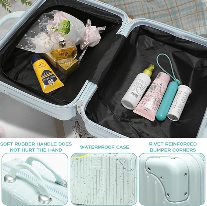 LEVGRY Makeup Travel Case Hard Shell Vanity Suitcases Portable Waterproof ABS Cosmetic Suitcase with Elastic Band and Zipper Hand Luggage Cosmetic Suitcase for Women Girl White - Image 4