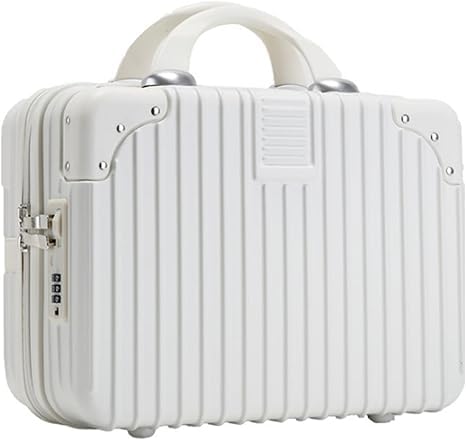 LEVGRY Makeup Travel Case Hard Shell Vanity Suitcases Portable Waterproof ABS Cosmetic Suitcase with Elastic Band and Zipper Hand Luggage Cosmetic Suitcase for Women Girl White - Image 1
