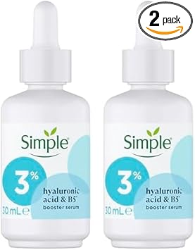 Simple 3 Hyaluronic Acid B5 serum Booster Serum skin care product suitable for all skin types for hydrated softer skin 30 ml Pack of 2 - Image 1