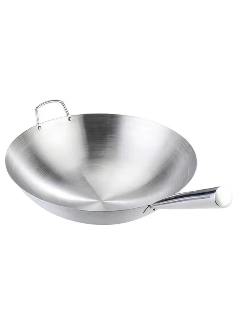 Tradeo Stainless Steel Single Wok with Wood Grain & Stainless Steel Handle.26cm - Image 3