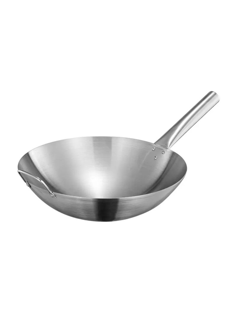 Tradeo Stainless Steel Single Wok with Wood Grain & Stainless Steel Handle.26cm - Image 1