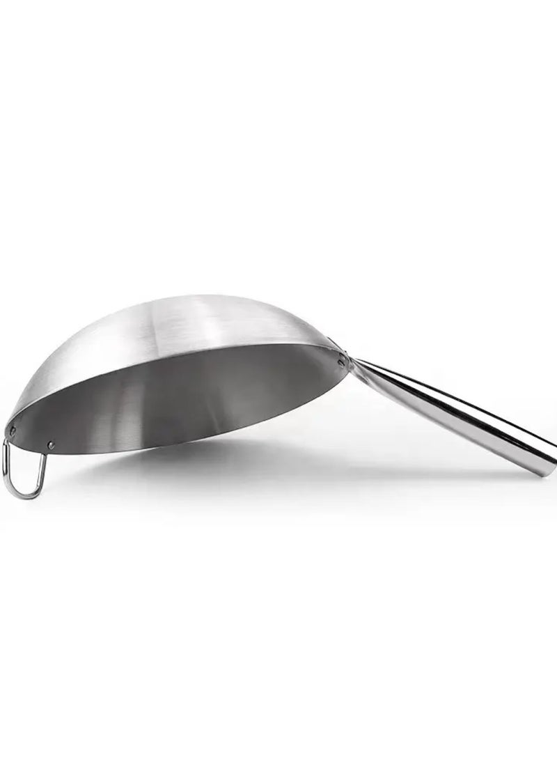 Tradeo Stainless Steel Single Wok with Wood Grain & Stainless Steel Handle.26cm - Image 2