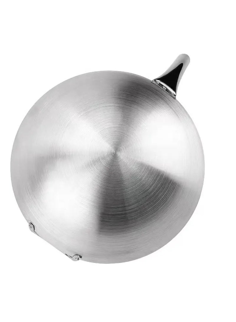 Tradeo Stainless Steel Single Wok with Wood Grain & Stainless Steel Handle.26cm - Image 4