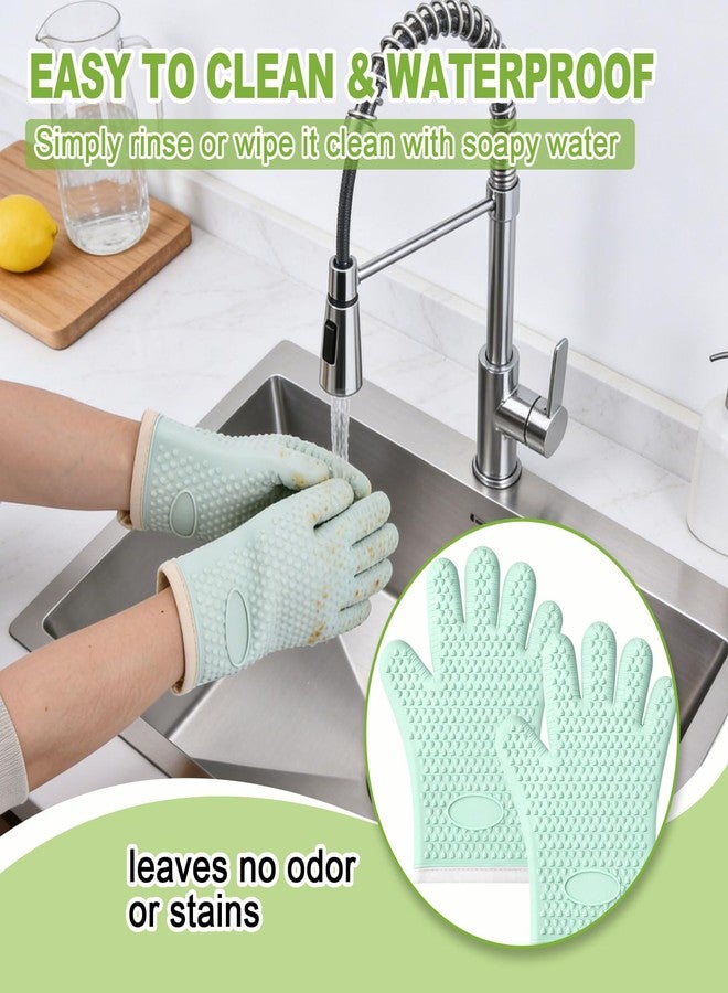PTAZSCTC Silicone Oven Mitts with Fingers, Oven Mitts Heat Resistant for Kitchen, Waterproof & Non-Slip Oven Gloves for Baking, Cooking, Grilling and BBQ (Black) - Image 3