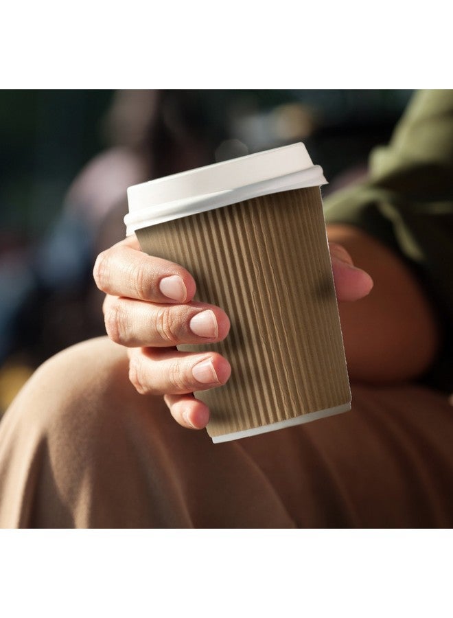 NYHI NYHI Set of 150 Ripple Insulated Kraft 12 oz Paper Cups Coffee Tea Hot Cups Recyclable 3 Layer Rippled Wall For Better Insulation Perfect for Cappuccino Hot Coco or Iced Drinks  - Image 3