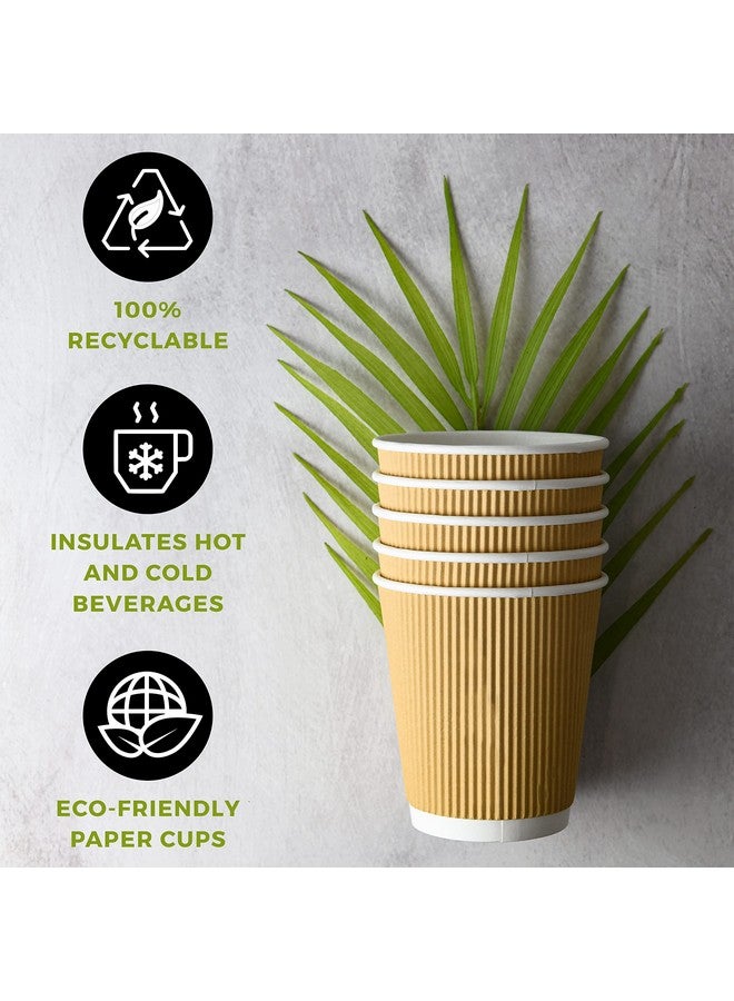 NYHI NYHI Set of 150 Ripple Insulated Kraft 12 oz Paper Cups Coffee Tea Hot Cups Recyclable 3 Layer Rippled Wall For Better Insulation Perfect for Cappuccino Hot Coco or Iced Drinks  - Image 4