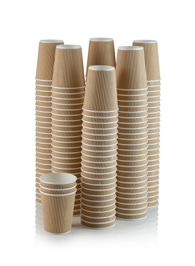NYHI NYHI Set of 150 Ripple Insulated Kraft 12 oz Paper Cups Coffee Tea Hot Cups Recyclable 3 Layer Rippled Wall For Better Insulation Perfect for Cappuccino Hot Coco or Iced Drinks  - Image 1