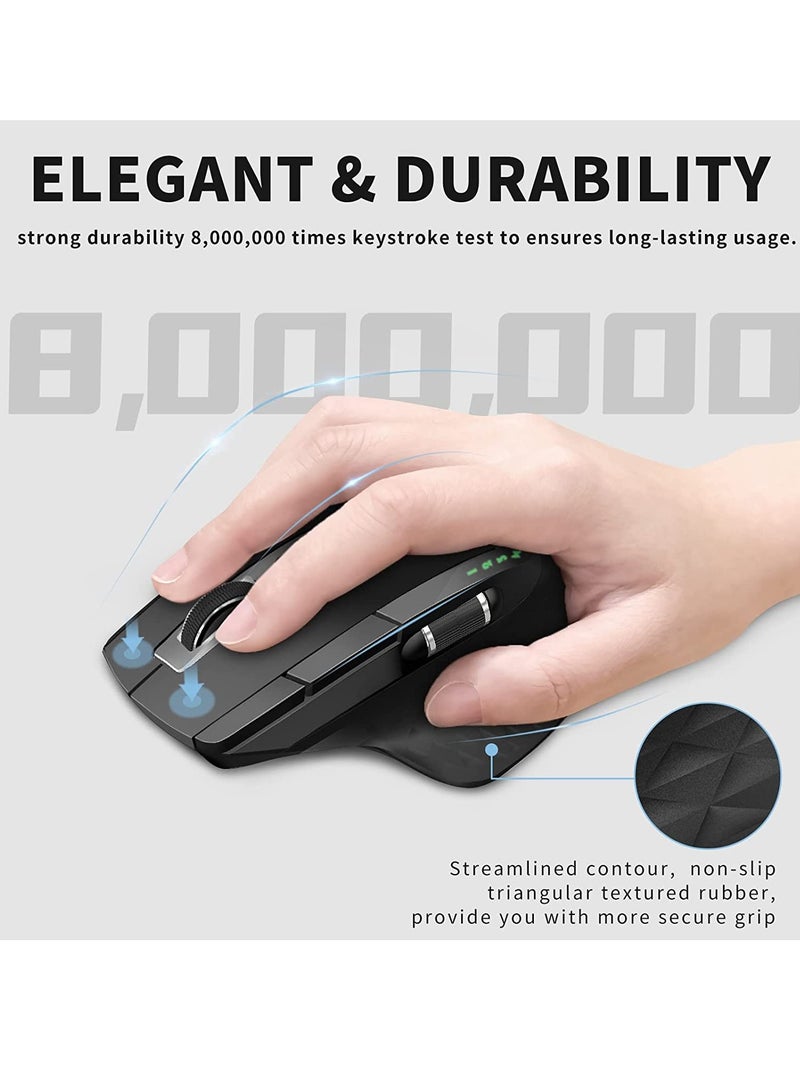 AROAQ Bluetooth Wireless Mouse, Multi Mode Rechargeable Wireless Mouse, Ergonomic Design Portable Computer Mouse, Comfortable Grip Gaming Mouse For PC Laptop, (1pc, Black) - Image 5