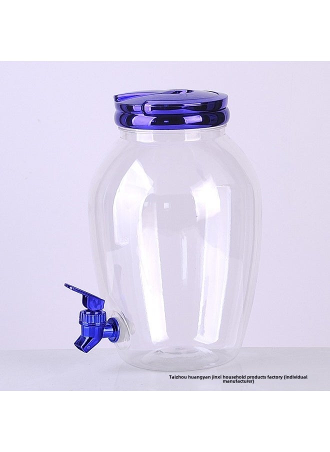 Generic - Factory Wholesale Plastic Cold Water Bucket With Faucet Cold Water Bottle Pe Transparent Wine Jar Juice Bottle Electroplating Process-Color:Gold-Capacity:4.4L - Image 1