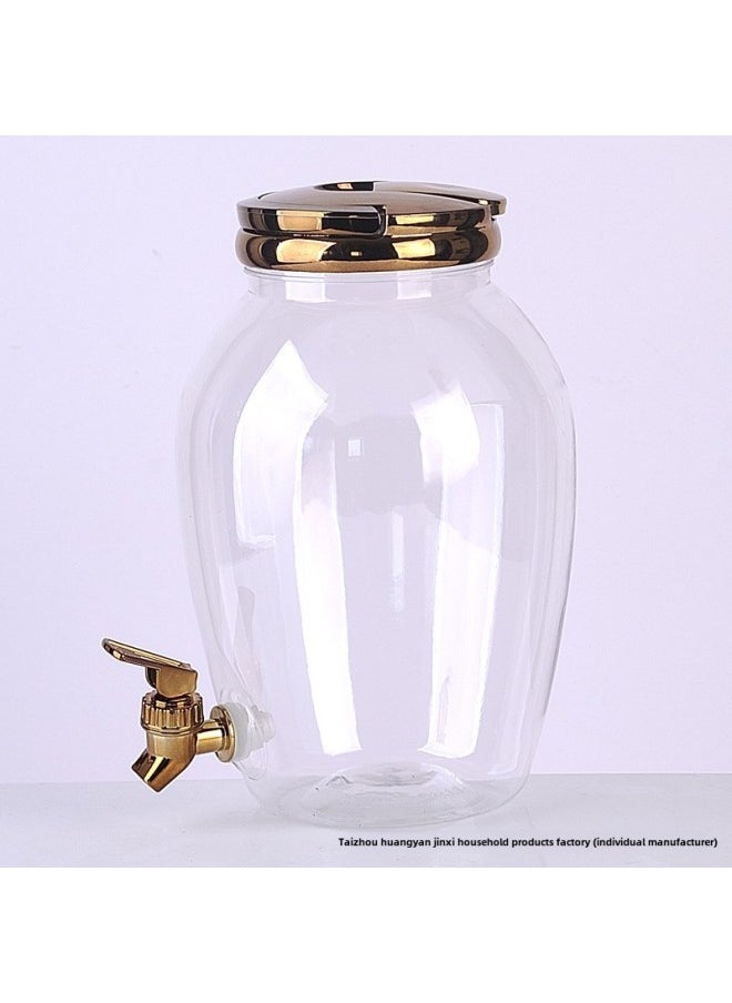 Generic - Factory Wholesale Plastic Cold Water Bucket With Faucet Cold Water Bottle Pe Transparent Wine Jar Juice Bottle Electroplating Process-Color:Gold-Capacity:4.4L - Image 1