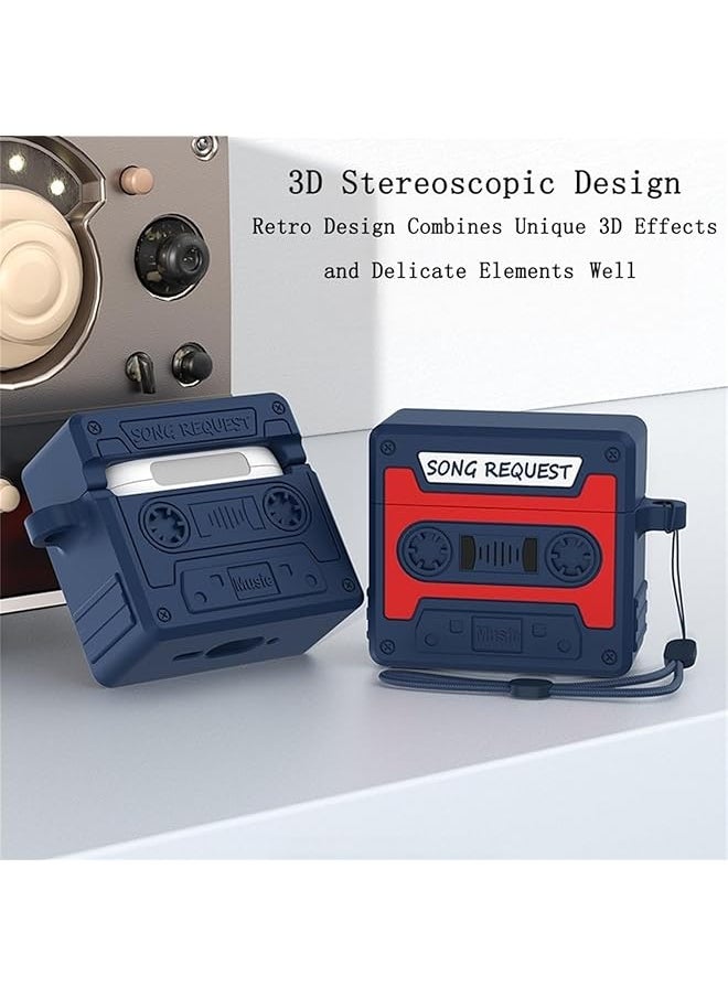 erorex - Compatible With Airpods 4 Case Cover Cassette Tape Recorder Cover Shockproof Protective Silicone Case With Lanyard For Airpods 4Th Generation 2024 Released - Image 1
