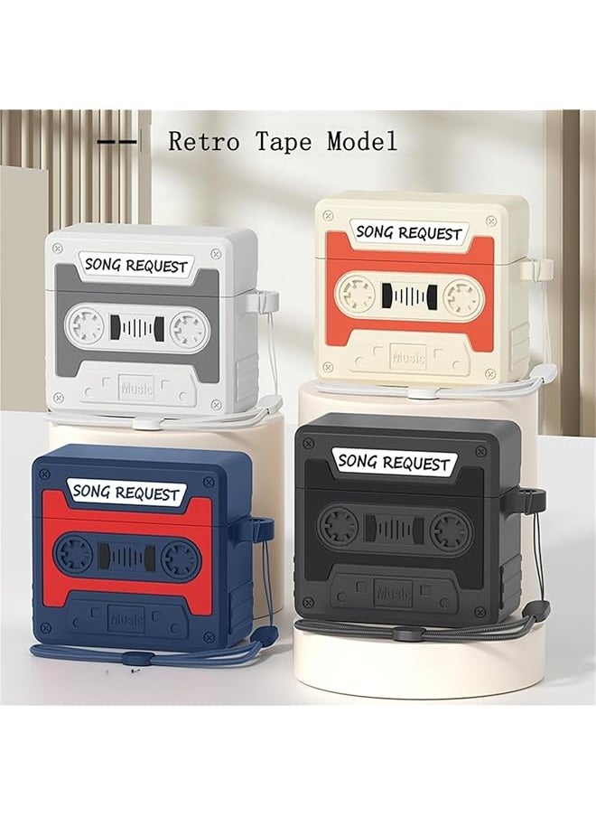 erorex - Compatible With Airpods 4 Case Cover Cassette Tape Recorder Cover Shockproof Protective Silicone Case With Lanyard For Airpods 4Th Generation 2024 Released - Image 1