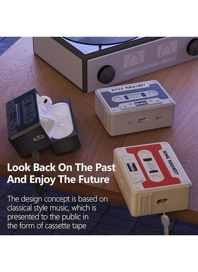 erorex - Compatible With Airpods 4 Case Cover Cassette Tape Recorder Cover Shockproof Protective Silicone Case With Lanyard For Airpods 4Th Generation 2024 Released - Image 1