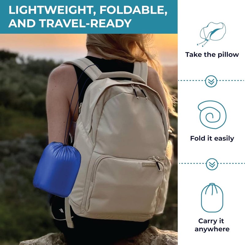 nexlev nexlev Travel Pillow 100 Pure Memory Foam Comfortable Breathable Cover Machine Washable Carry Pouch for Storage 360degree Support and Curve Design Airplane Car Home Use Blue NP01  - Image 5