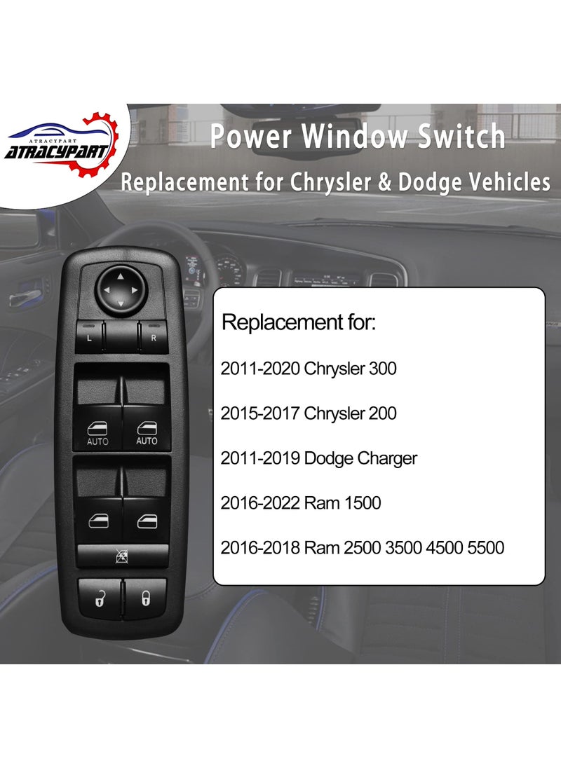 ATRACYPART Master Power Window Switch | Replcaement for 2011-2020 Chrysler 300, 2015-2017 Chrysler 200, 2011-2019 Dodge Charger, 2016-2022 Ram 1500 2500 3500 | Replaces# 68139805AB, 56046823AE, 68231805AA  - Image 4