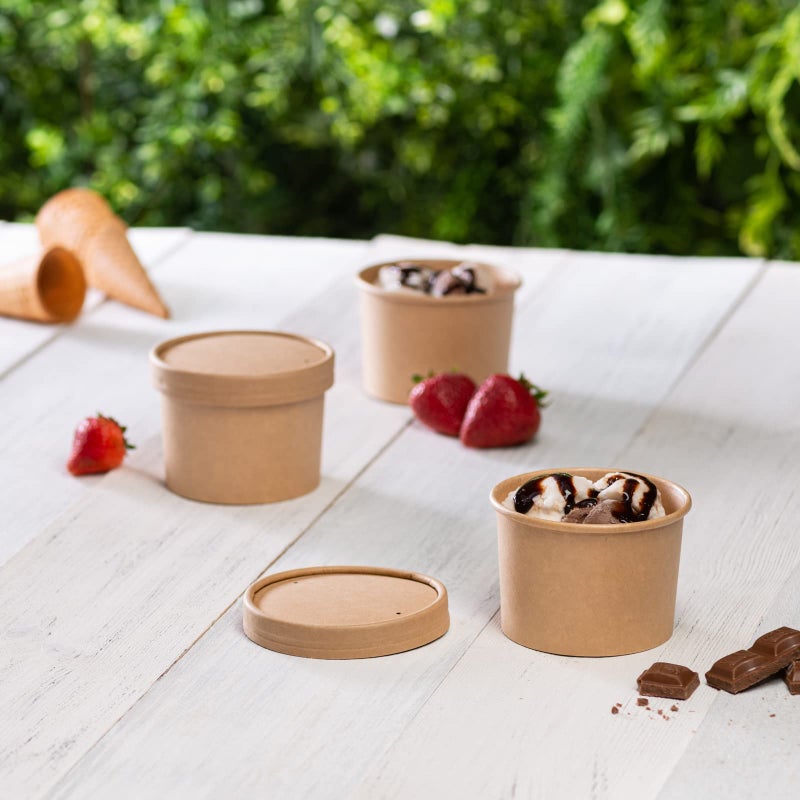 Comfy Package [25 Sets] 12 oz. Paper Food Containers With Vented Lids  To Go Hot Soup Bowls  Disposable Ice Cream Cups  Kraft - Image 5