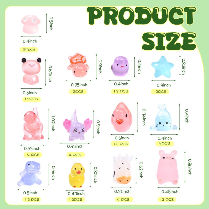 Outus 154 Pcs Luminous Mini Resin Animals Glow in The Dark Ducks Tiny Resin Animal Figurines Glow in The Dark Mini Figurines for Micro Garden Landscape Cake Potted Plants Decor Supplies (Cute) - Image 2