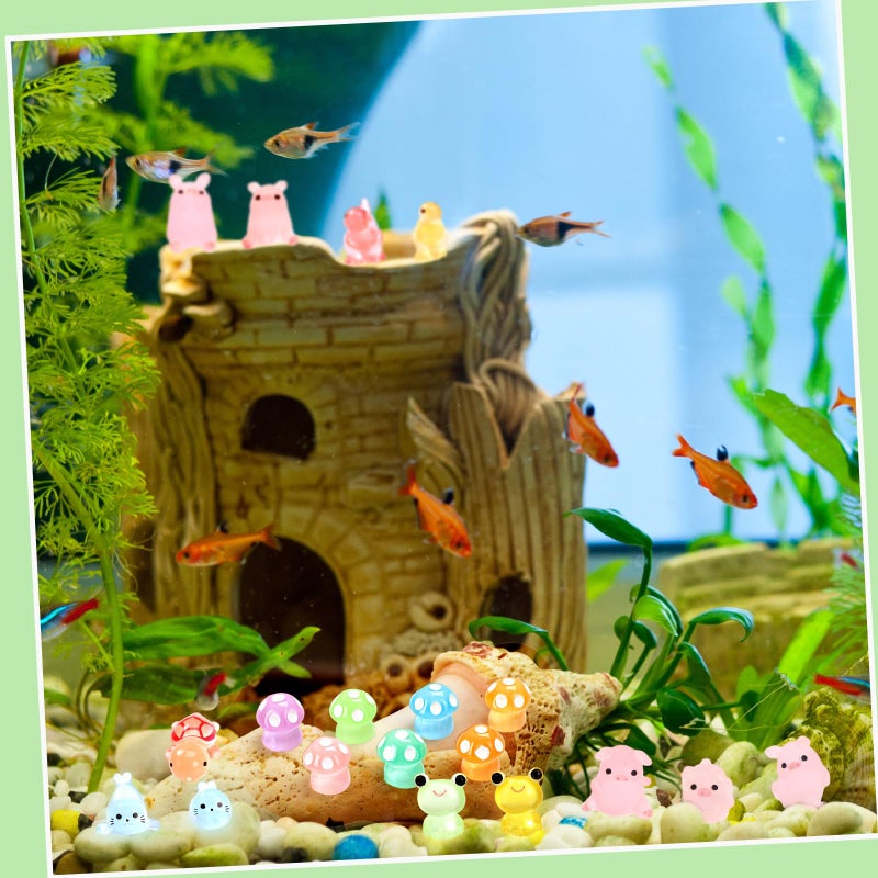 Outus 154 Pcs Luminous Mini Resin Animals Glow in The Dark Ducks Tiny Resin Animal Figurines Glow in The Dark Mini Figurines for Micro Garden Landscape Cake Potted Plants Decor Supplies (Cute) - Image 5