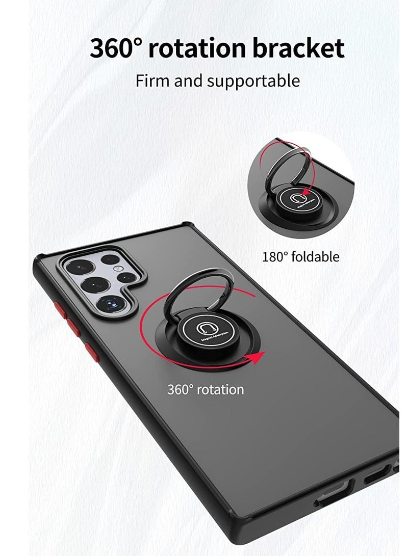 ELTRAZONE Galaxy S22 Ultra , Clear Crystal Armor Defender Design Hybrid Protective Case Cover Ring Holder Kickstand - Image 2