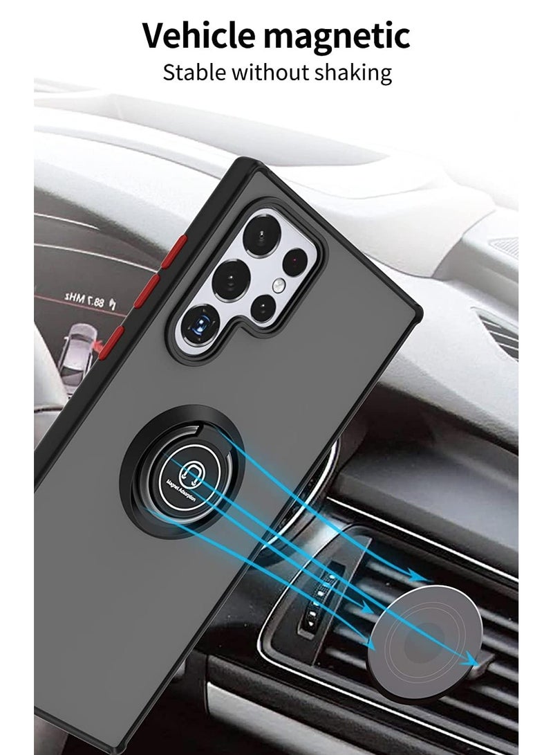 ELTRAZONE Galaxy S22 Ultra , Clear Crystal Armor Defender Design Hybrid Protective Case Cover Ring Holder Kickstand - Image 5